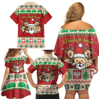 Poland Christmas Family Matching Off Shoulder Short Dress and Hawaiian Shirt Pierogi Mascot Santa Claus Wesołych Swiat - Wonder Print Shop
