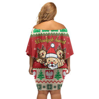 Poland Christmas Family Matching Off Shoulder Short Dress and Hawaiian Shirt Pierogi Mascot Santa Claus Wesołych Swiat - Wonder Print Shop