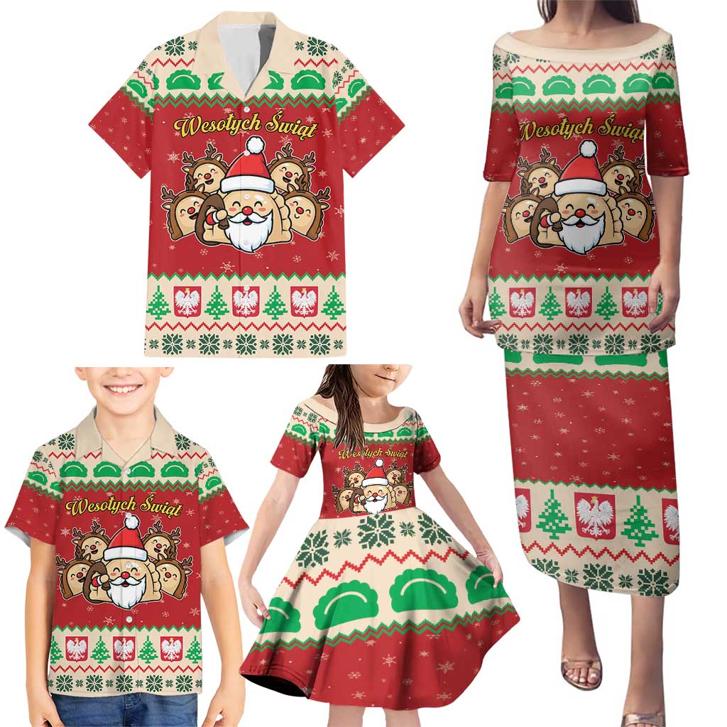 Poland Christmas Family Matching Puletasi and Hawaiian Shirt Pierogi Mascot Santa Claus Wesołych Swiat - Wonder Print Shop