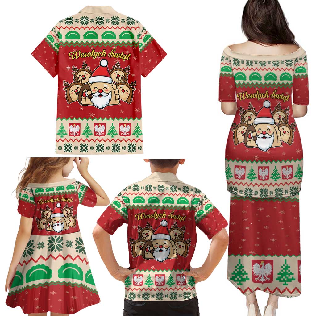Poland Christmas Family Matching Puletasi and Hawaiian Shirt Pierogi Mascot Santa Claus Wesołych Swiat - Wonder Print Shop