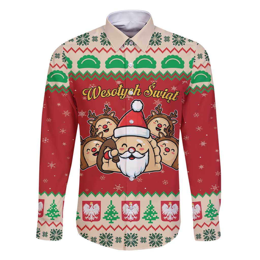 Poland Christmas Family Matching Short Sleeve Bodycon Dress and Hawaiian Shirt Pierogi Mascot Santa Claus Wesołych Swiat - Wonder Print Shop