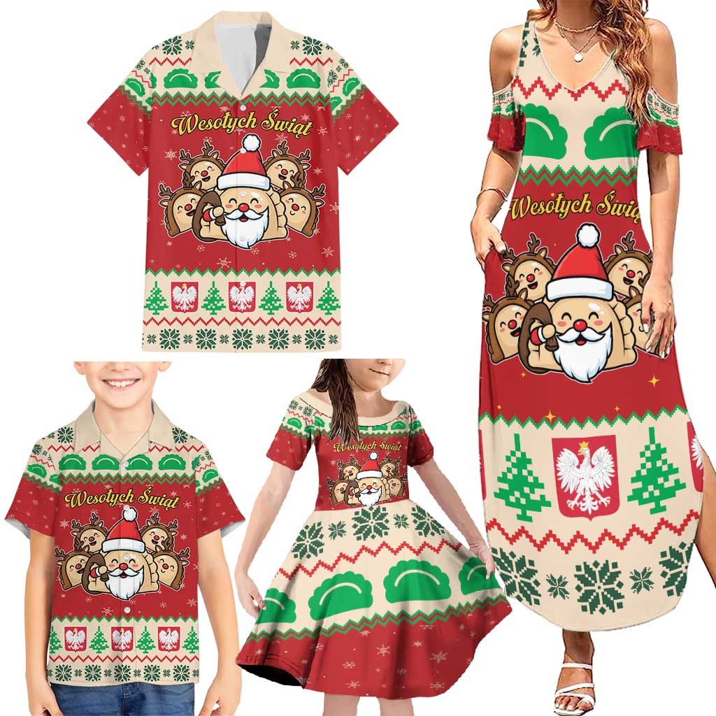 Poland Christmas Family Matching Summer Maxi Dress and Hawaiian Shirt Pierogi Mascot Santa Claus Wesołych Swiat - Wonder Print Shop