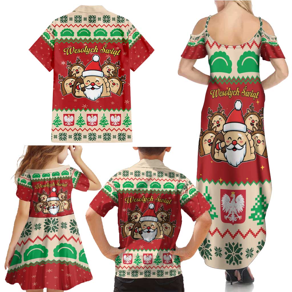 Poland Christmas Family Matching Summer Maxi Dress and Hawaiian Shirt Pierogi Mascot Santa Claus Wesołych Swiat - Wonder Print Shop