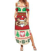 Poland Christmas Family Matching Summer Maxi Dress and Hawaiian Shirt Pierogi Mascot Santa Claus Wesołych Swiat - Wonder Print Shop