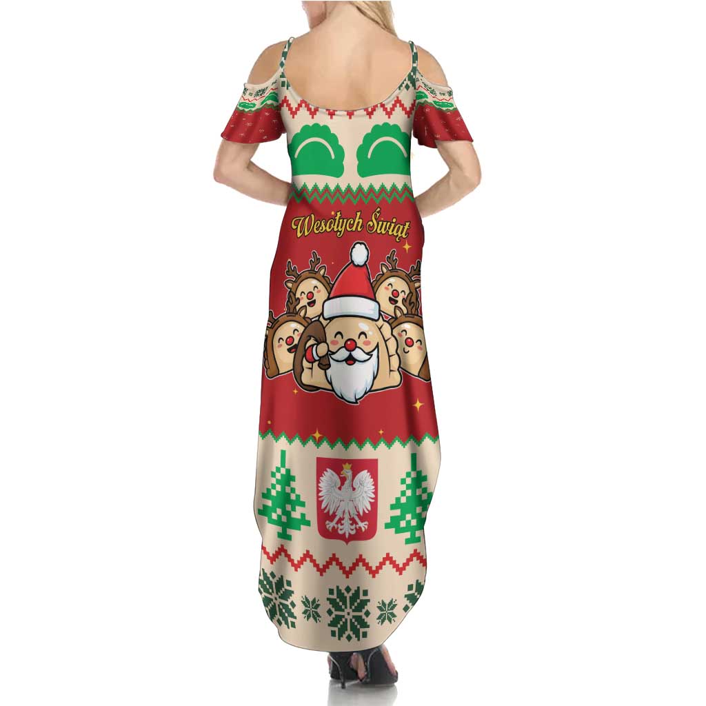 Poland Christmas Family Matching Summer Maxi Dress and Hawaiian Shirt Pierogi Mascot Santa Claus Wesołych Swiat - Wonder Print Shop