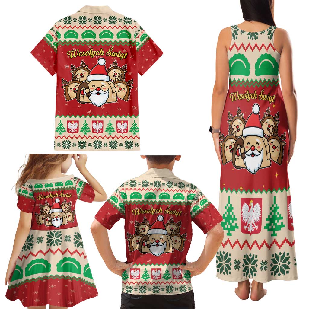 Poland Christmas Family Matching Tank Maxi Dress and Hawaiian Shirt Pierogi Mascot Santa Claus Wesołych Swiat - Wonder Print Shop