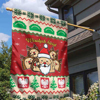 Poland Christmas Garden Flag Pierogi Mascot Santa Claus Wesołych Swiat - Wonder Print Shop