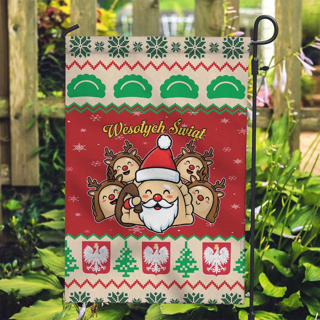 Poland Christmas Garden Flag Pierogi Mascot Santa Claus Wesołych Swiat - Wonder Print Shop