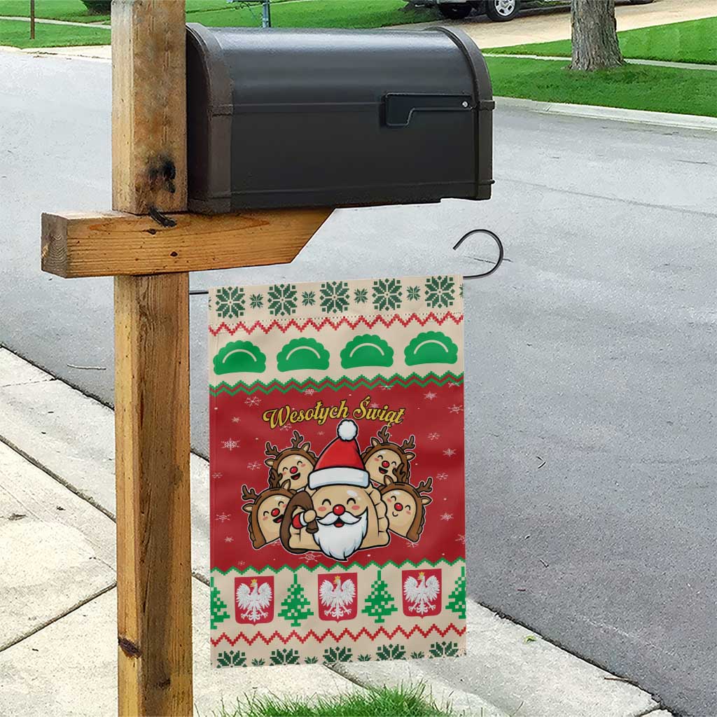 Poland Christmas Garden Flag Pierogi Mascot Santa Claus Wesołych Swiat - Wonder Print Shop