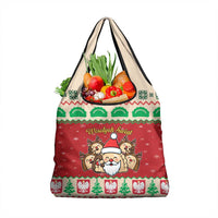 Poland Christmas Grocery Bag Pierogi Mascot Santa Claus Wesołych Swiat - Wonder Print Shop