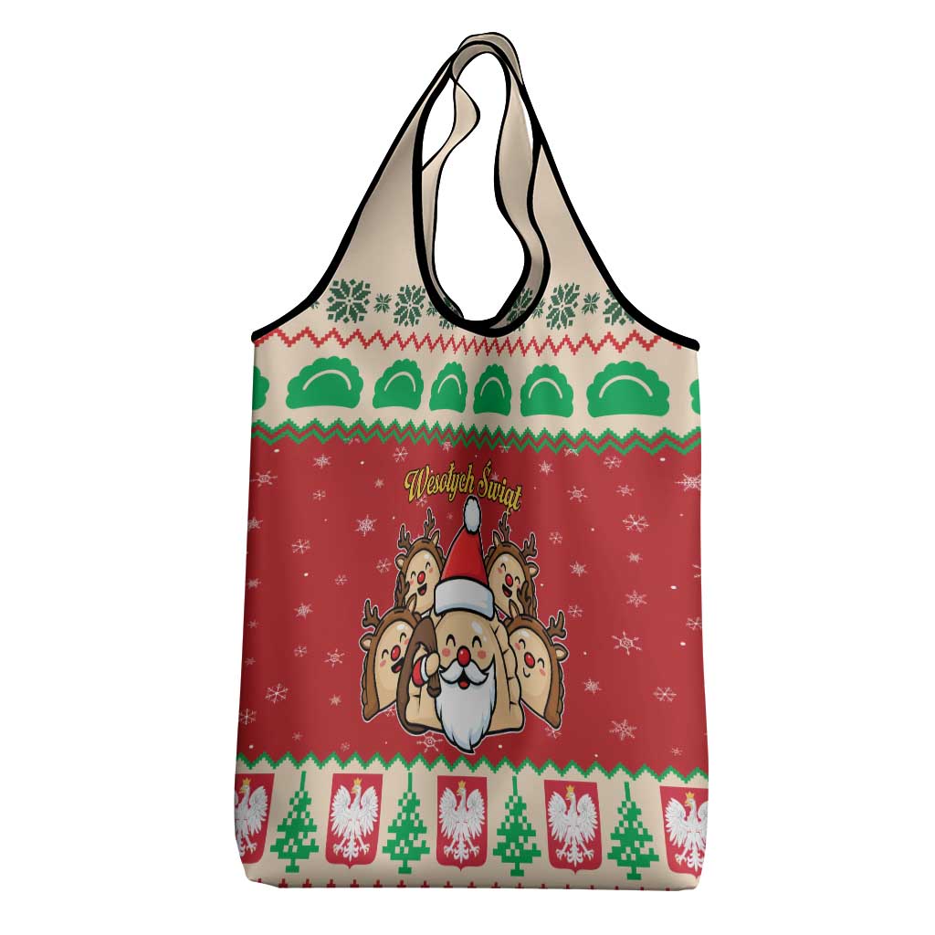 Poland Christmas Grocery Bag Pierogi Mascot Santa Claus Wesołych Swiat - Wonder Print Shop