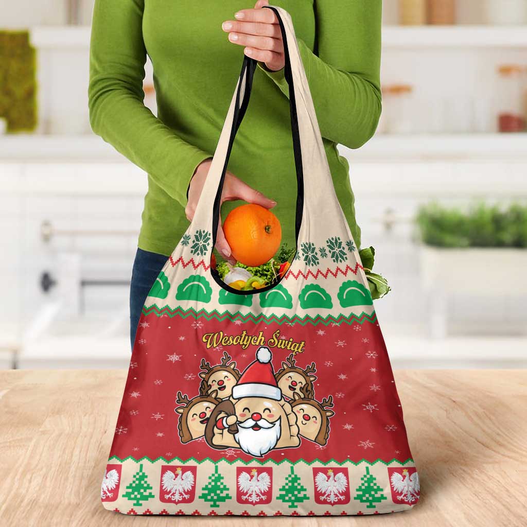 Poland Christmas Grocery Bag Pierogi Mascot Santa Claus Wesołych Swiat - Wonder Print Shop