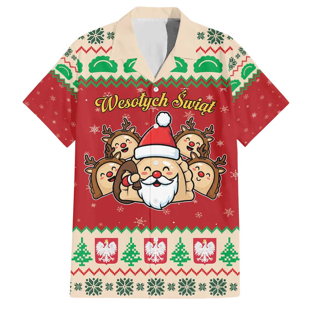 Poland Christmas Hawaiian Shirt Pierogi Mascot Santa Claus Wesołych Swiat - Wonder Print Shop