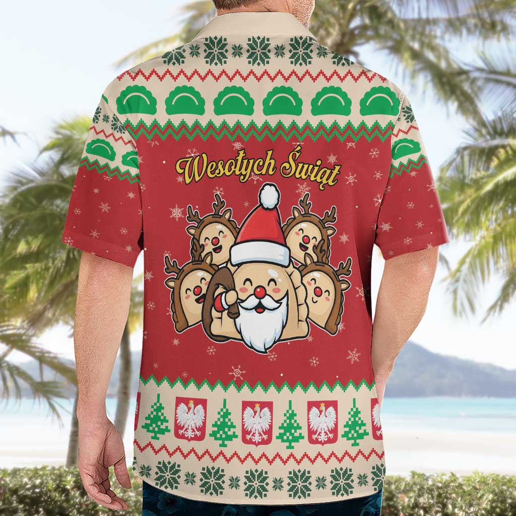 Poland Christmas Hawaiian Shirt Pierogi Mascot Santa Claus Wesołych Swiat - Wonder Print Shop
