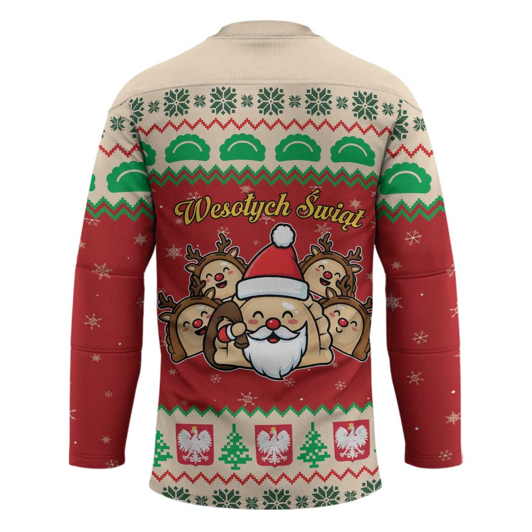 Poland Christmas Hockey Jersey Pierogi Mascot Santa Claus Wesołych Swiat - Wonder Print Shop