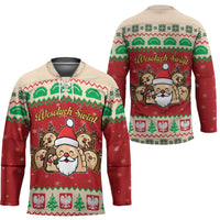 Poland Christmas Hockey Jersey Pierogi Mascot Santa Claus Wesołych Swiat - Wonder Print Shop