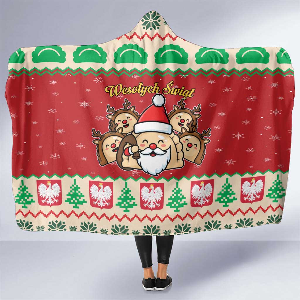 Poland Christmas Hooded Blanket Pierogi Mascot Santa Claus Wesołych Swiat - Wonder Print Shop