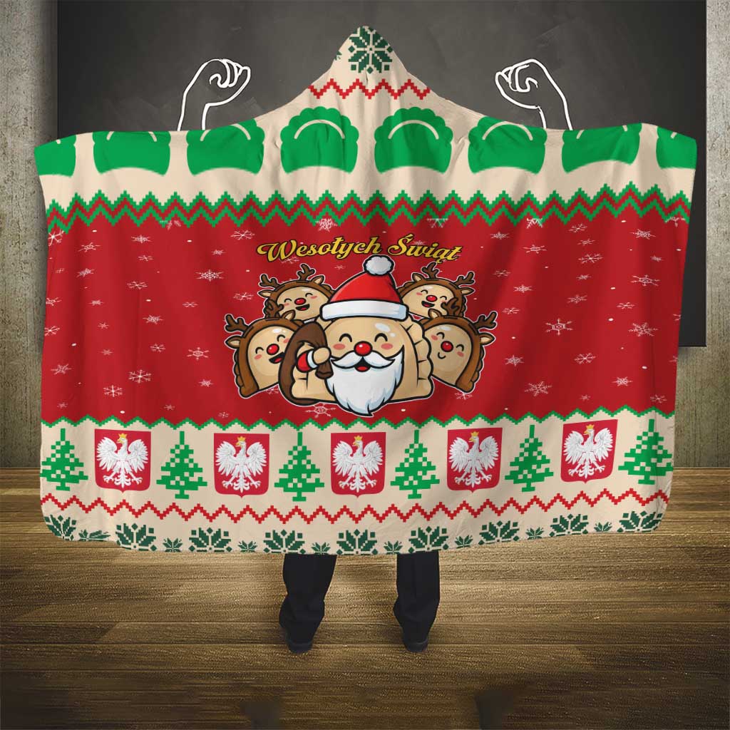 Poland Christmas Hooded Blanket Pierogi Mascot Santa Claus Wesołych Swiat - Wonder Print Shop