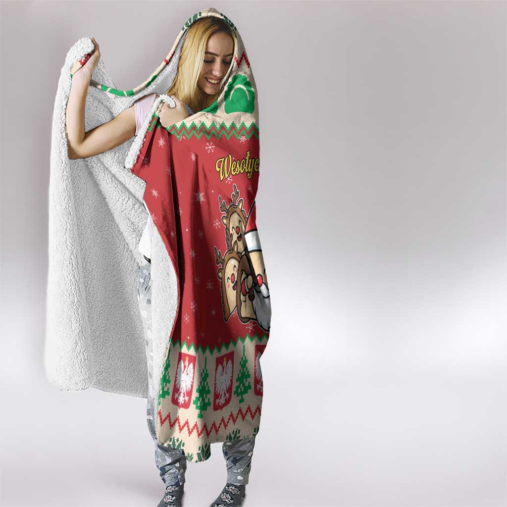 Poland Christmas Hooded Blanket Pierogi Mascot Santa Claus Wesołych Swiat - Wonder Print Shop