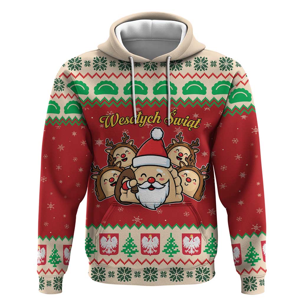 Poland Christmas Hoodie Pierogi Mascot Santa Claus Wesołych Swiat - Wonder Print Shop
