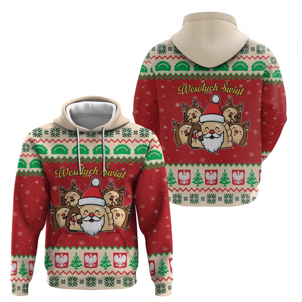 Poland Christmas Hoodie Pierogi Mascot Santa Claus Wesołych Swiat - Wonder Print Shop