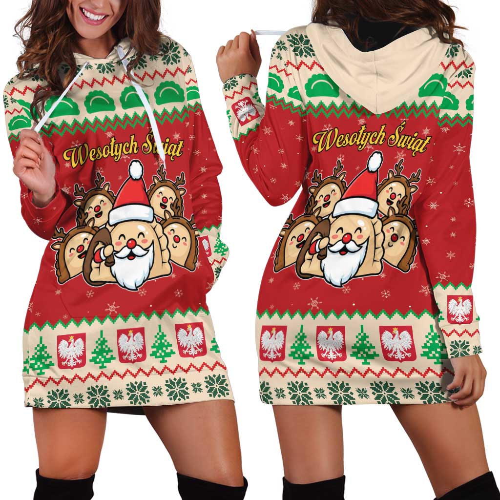 Poland Christmas Hoodie Dress Pierogi Mascot Santa Claus Wesołych Swiat - Wonder Print Shop