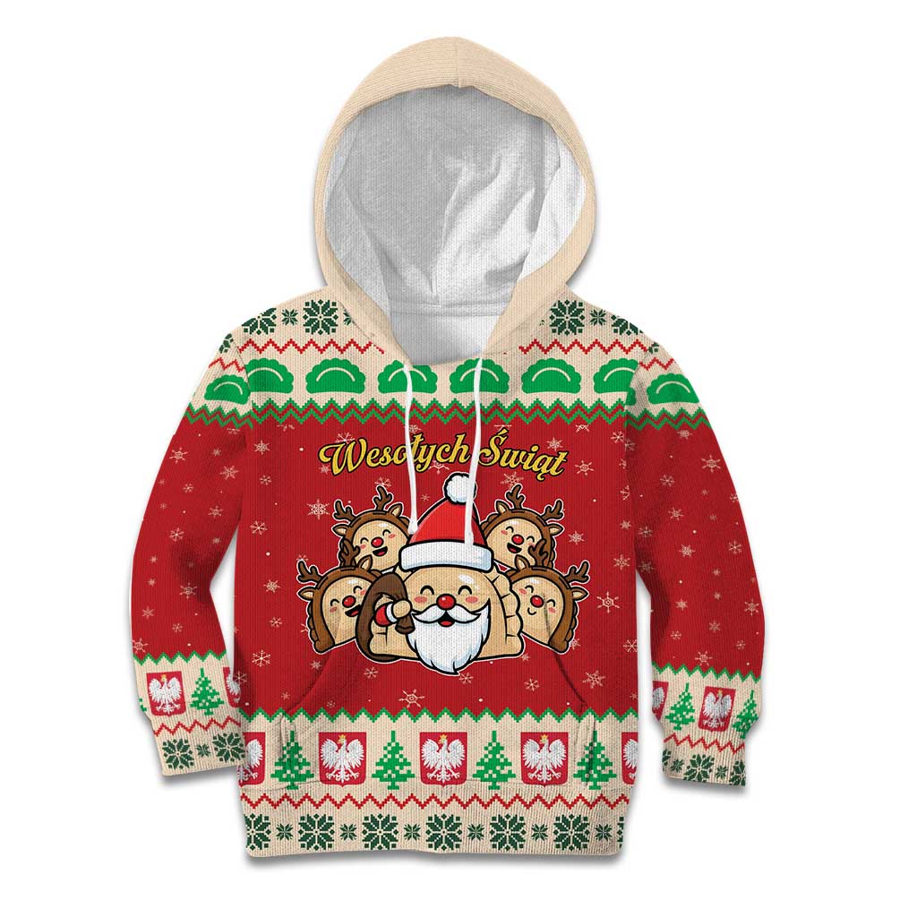 Poland Christmas Kid Hoodie Pierogi Mascot Santa Claus Wesołych Swiat - Wonder Print Shop