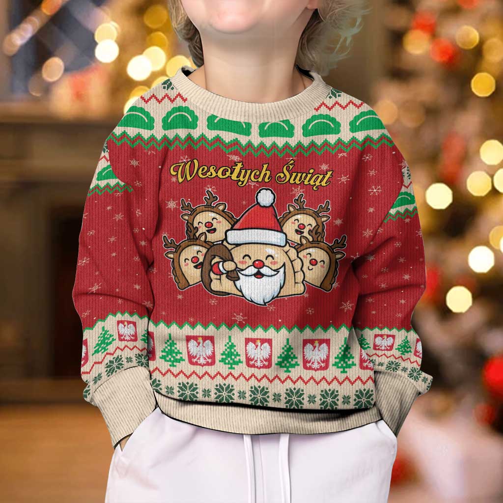 Poland Christmas Kid Ugly Christmas Sweater Pierogi Mascot Santa Claus Wesołych Swiat - Wonder Print Shop