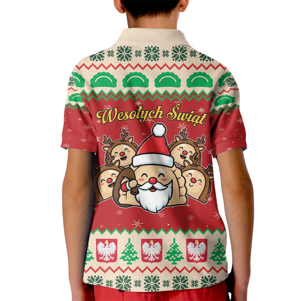 Poland Christmas Kid Polo Shirt Pierogi Mascot Santa Claus Wesołych Swiat - Wonder Print Shop
