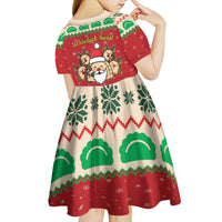 Poland Christmas Kid Short Sleeve Dress Pierogi Mascot Santa Claus Wesołych Swiat - Wonder Print Shop