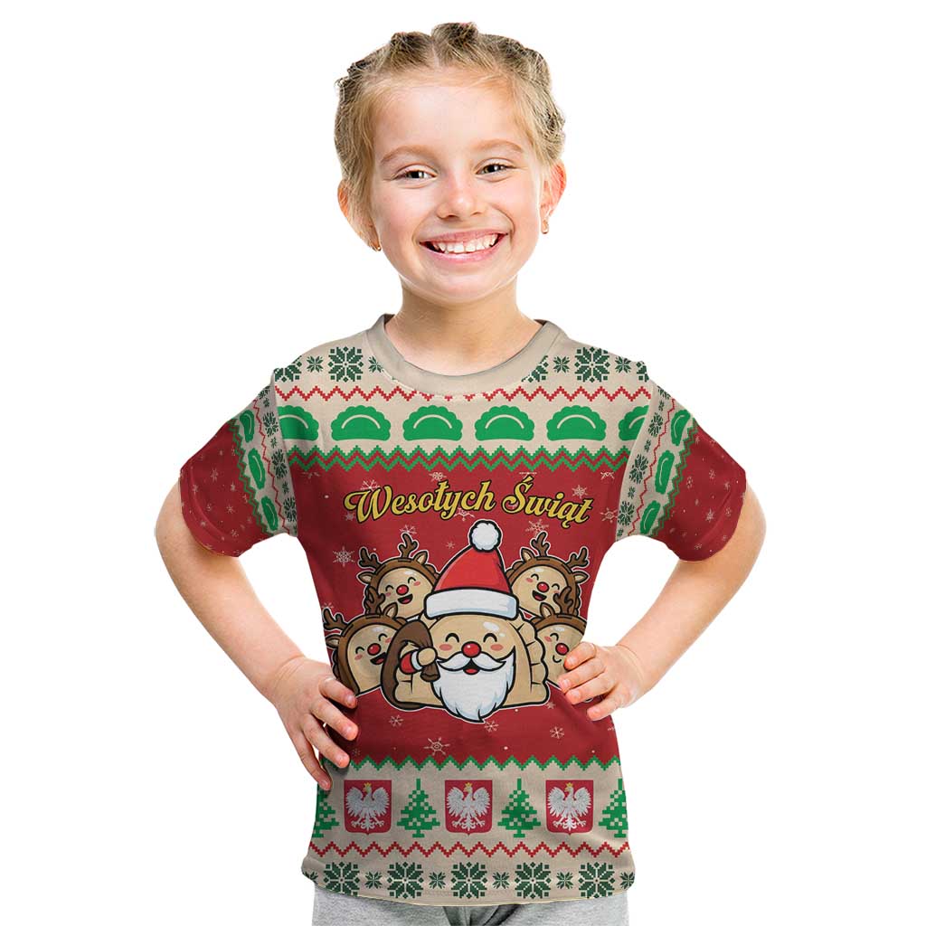 Poland Christmas Kid T Shirt Pierogi Mascot Santa Claus Wesołych Swiat - Wonder Print Shop
