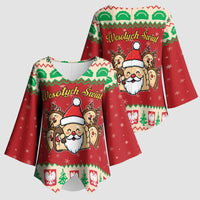 Poland Christmas Kimono Sleeve Blouse Pierogi Mascot Santa Claus Wesołych Swiat - Wonder Print Shop