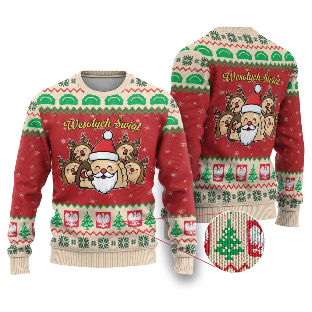 Poland Christmas Ugly Christmas Sweater Pierogi Mascot Santa Claus Wesołych Swiat - Wonder Print Shop