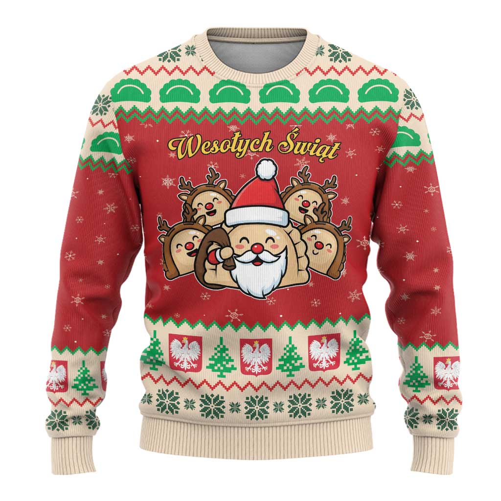 Poland Christmas Ugly Christmas Sweater Pierogi Mascot Santa Claus Wesołych Swiat - Wonder Print Shop