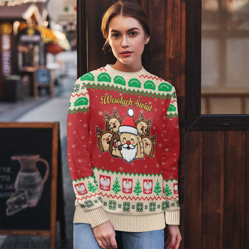 Poland Christmas Ugly Christmas Sweater Pierogi Mascot Santa Claus Wesołych Swiat - Wonder Print Shop