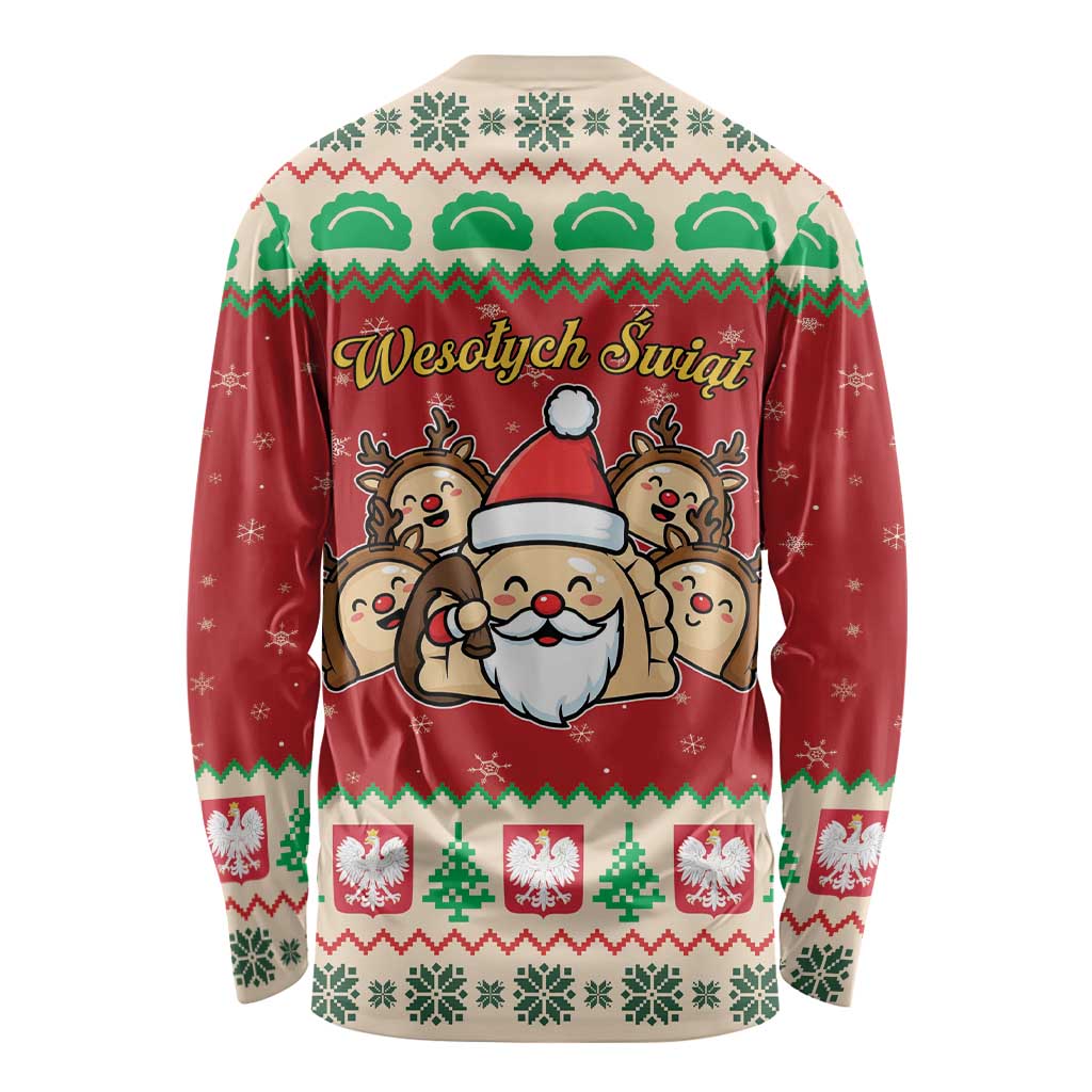 Poland Christmas Long Sleeve Shirt Pierogi Mascot Santa Claus Wesołych Swiat - Wonder Print Shop