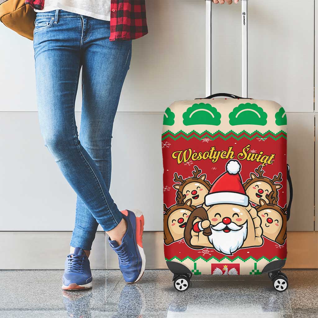 Poland Christmas Luggage Cover Pierogi Mascot Santa Claus Wesołych Swiat - Wonder Print Shop