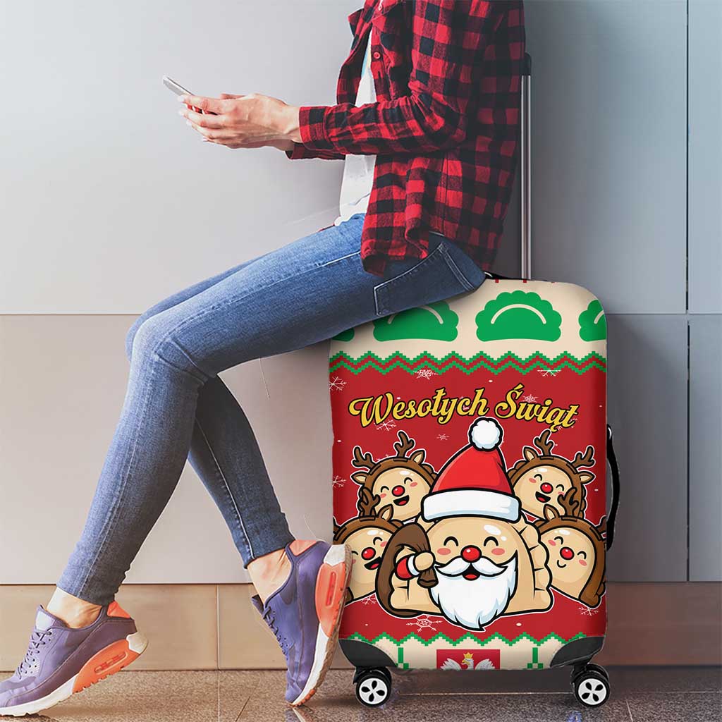 Poland Christmas Luggage Cover Pierogi Mascot Santa Claus Wesołych Swiat - Wonder Print Shop