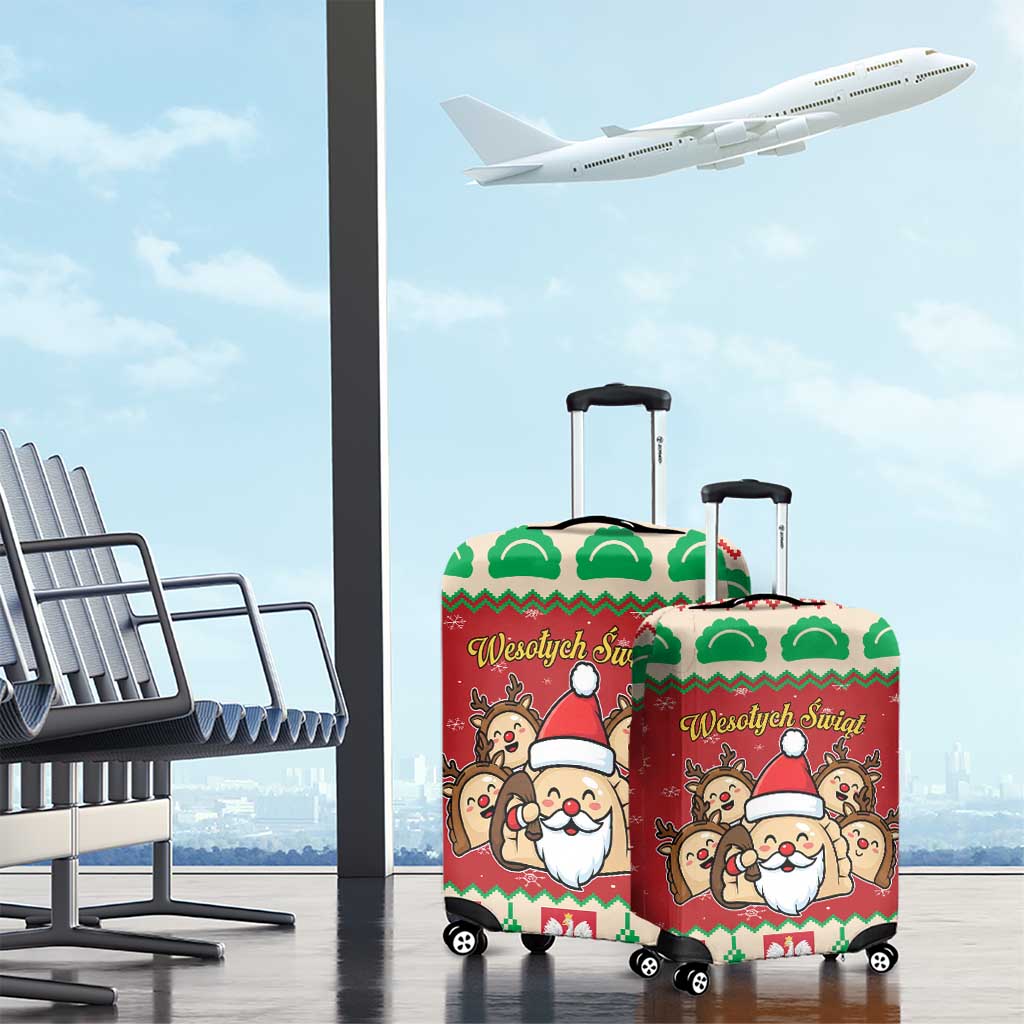 Poland Christmas Luggage Cover Pierogi Mascot Santa Claus Wesołych Swiat - Wonder Print Shop