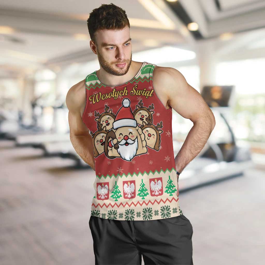 Poland Christmas Men Tank Top Pierogi Mascot Santa Claus Wesołych Swiat - Wonder Print Shop