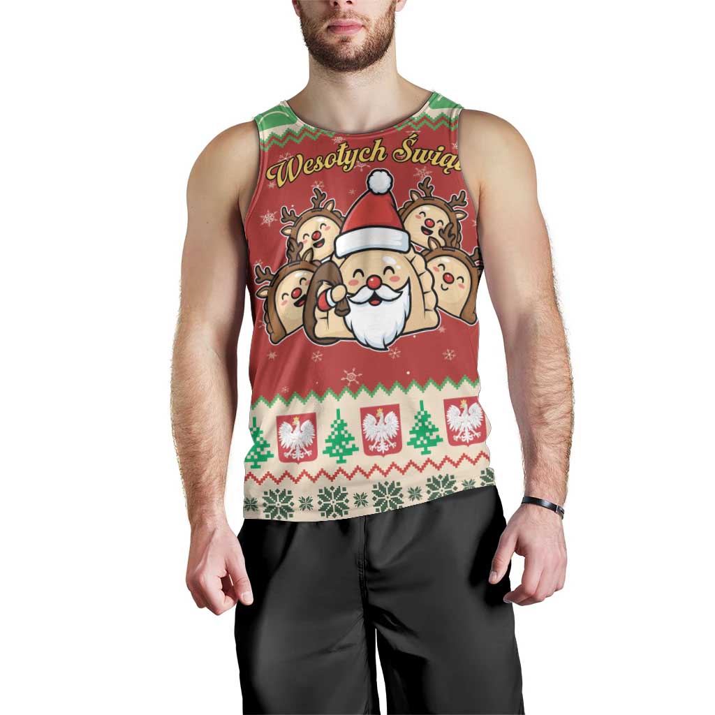 Poland Christmas Men Tank Top Pierogi Mascot Santa Claus Wesołych Swiat - Wonder Print Shop