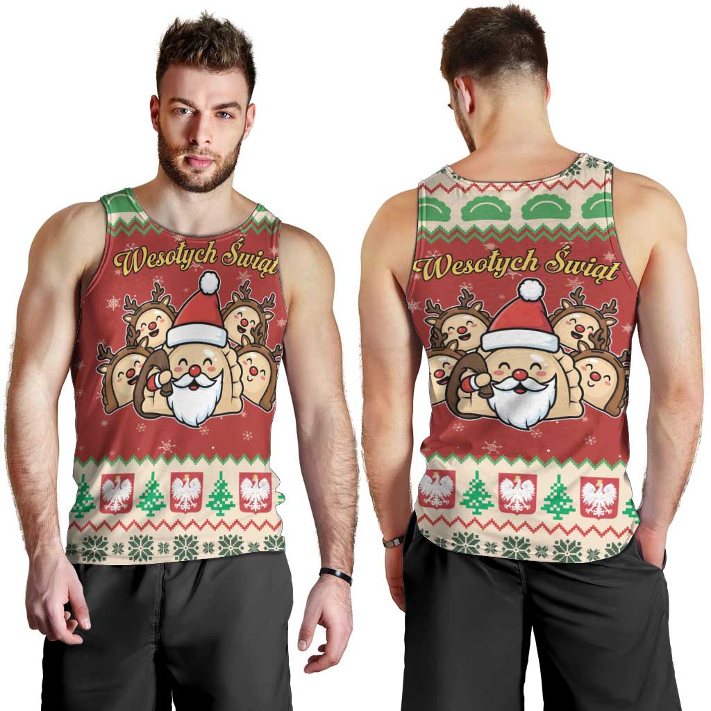 Poland Christmas Men Tank Top Pierogi Mascot Santa Claus Wesołych Swiat - Wonder Print Shop