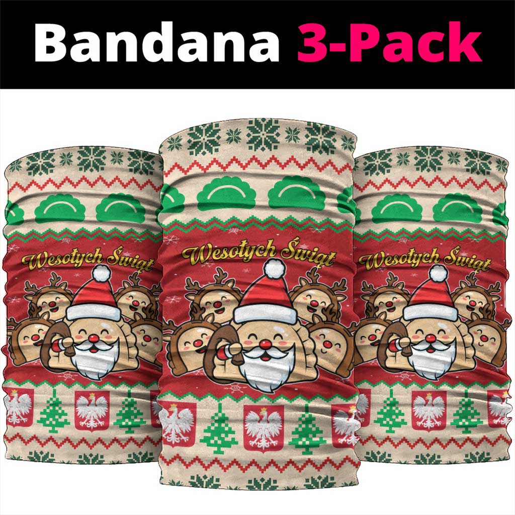 Poland Christmas Neck Gaiter Pierogi Mascot Santa Claus Wesołych Swiat - Wonder Print Shop