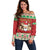 Poland Christmas Off Shoulder Sweater Pierogi Mascot Santa Claus Wesołych Swiat - Wonder Print Shop