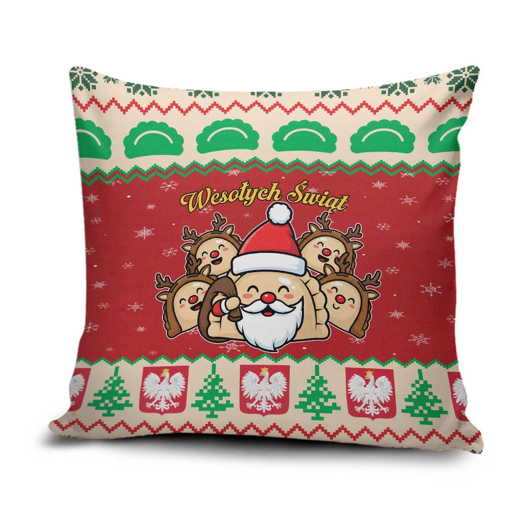 Poland Christmas Pillow Cover Pierogi Mascot Santa Claus Wesołych Swiat - Wonder Print Shop