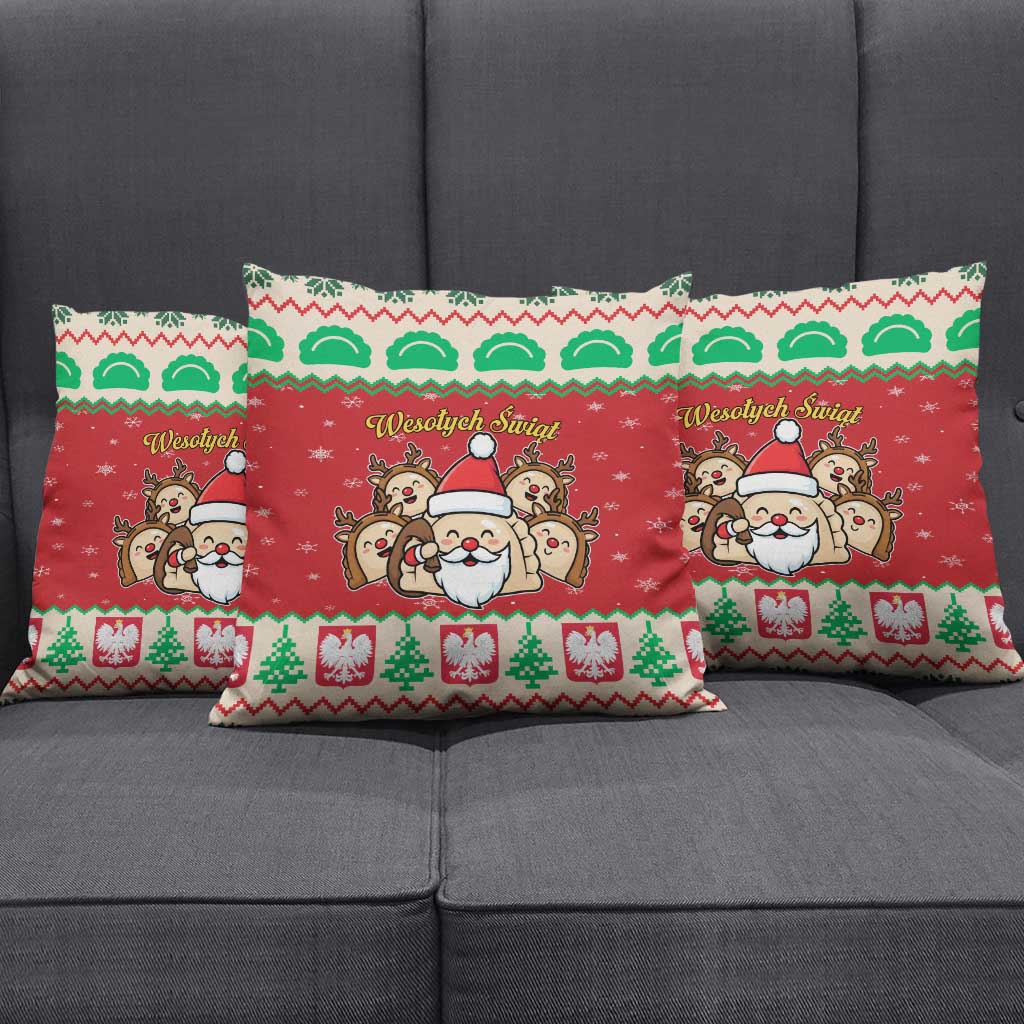 Poland Christmas Pillow Cover Pierogi Mascot Santa Claus Wesołych Swiat - Wonder Print Shop
