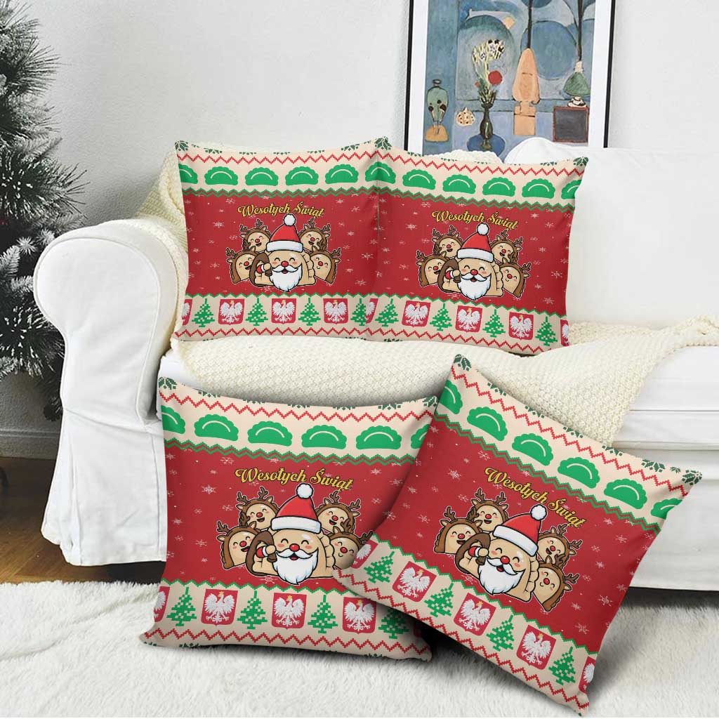 Poland Christmas Pillow Cover Pierogi Mascot Santa Claus Wesołych Swiat - Wonder Print Shop
