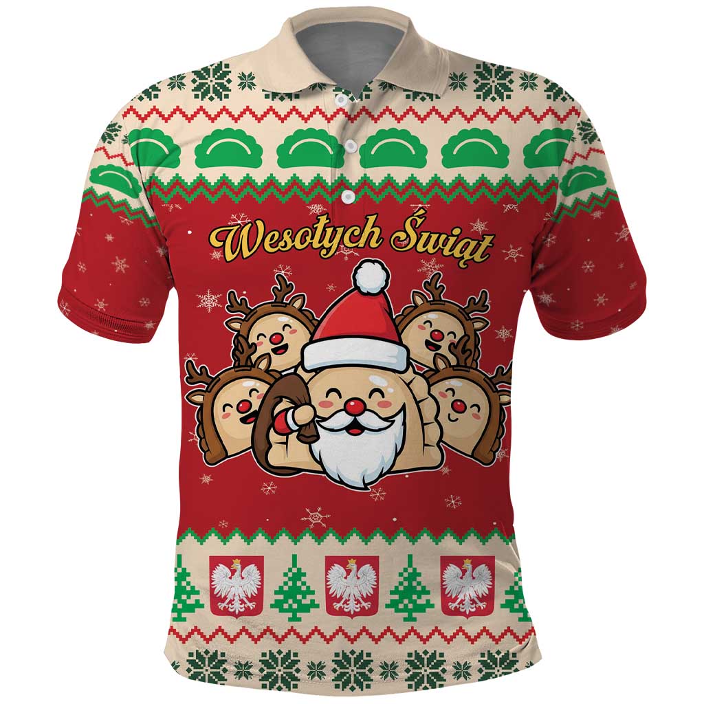 Poland Christmas Polo Shirt Pierogi Mascot Santa Claus Wesołych Swiat - Wonder Print Shop