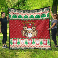 Poland Christmas Quilt Pierogi Mascot Santa Claus Wesołych Swiat - Wonder Print Shop