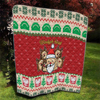 Poland Christmas Quilt Pierogi Mascot Santa Claus Wesołych Swiat - Wonder Print Shop